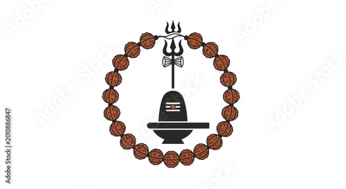 Foto Shiva Lingam with Trishul and Rudraksha Mala, Hinduism Symbol