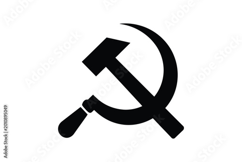 Quadro su tela Black Hammer and Sickle Symbol Vector Icon on White Background