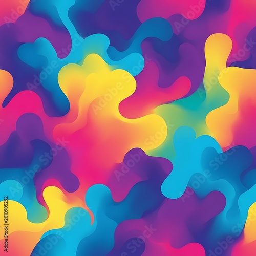 Vibrant Abstract Camouflage Pattern with Fluid Shapes and Gradients.