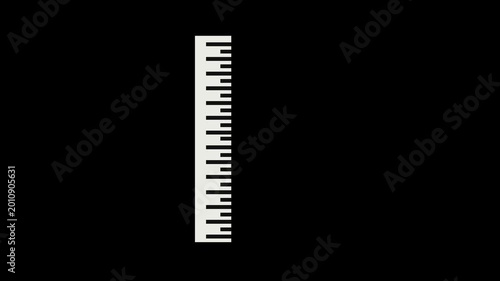 Illustration of a height measuring device with a symbol of a person being measured. Concept of a measuring device with a green screen background.