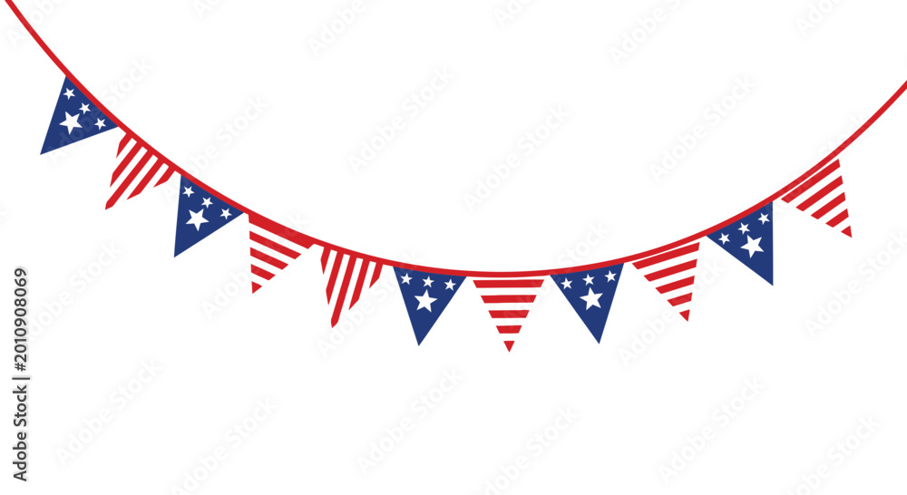 Fototapeta premium American Flag Bunting Garland - Patriotic Celebration Decoration