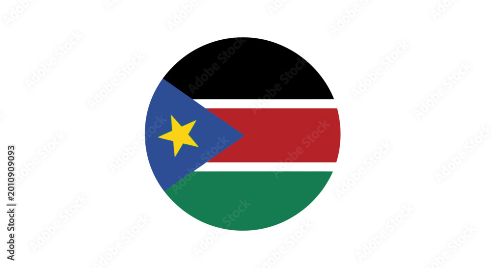Obraz premium South Sudan Flag Circle Icon Isolated on White Background