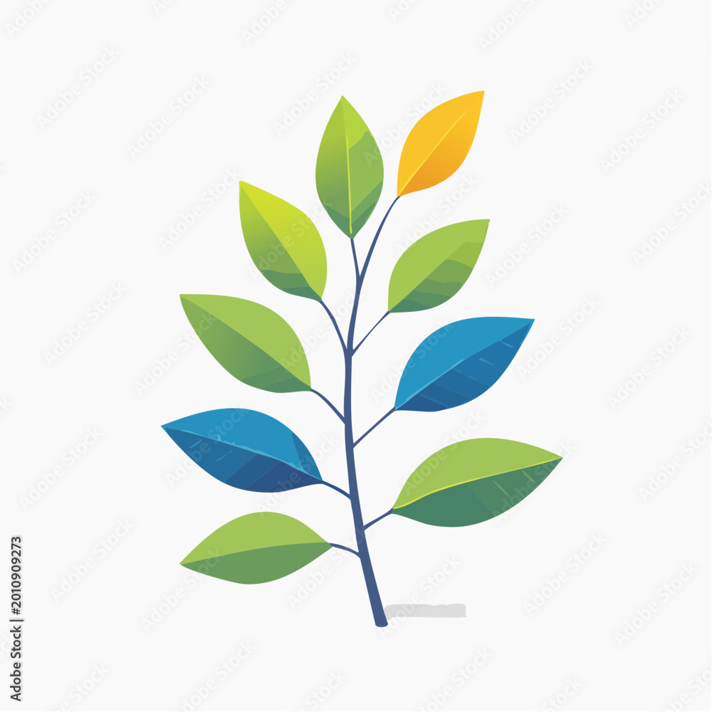 Fototapeta premium Stylized Plant Branch with Colorful Leaves