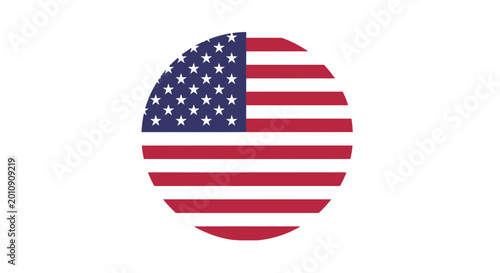 United States Flag Circle Icon Isolated on White Background