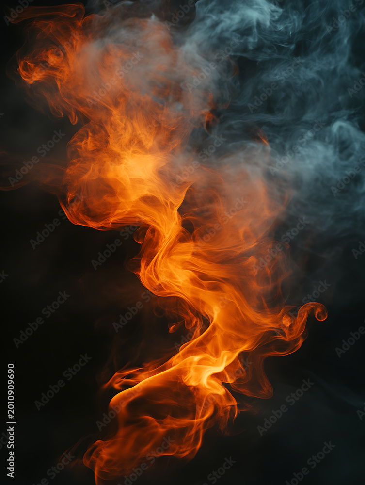 Fototapeta premium Flying sparks, glowing embers, fire particles