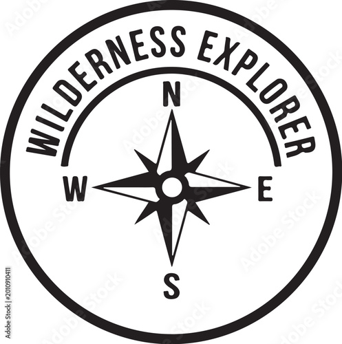 Wilderness explorer compass logo, navigation symbol, adventure badge, directional icon