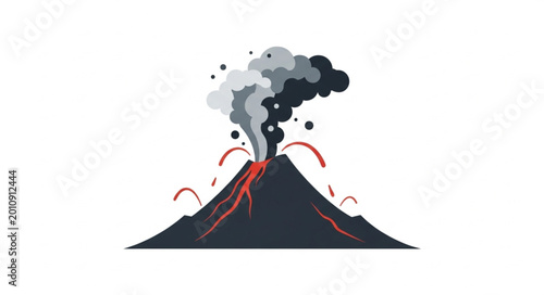 Foto Volcano erupting with smoke and lava illustration.