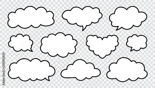 Hand Drawn Cloud Outline Set with Simple Shapes