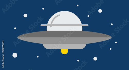 Cuadro en lienzo Flying saucer UFO in starry night sky, alien spaceship, science fiction concept
