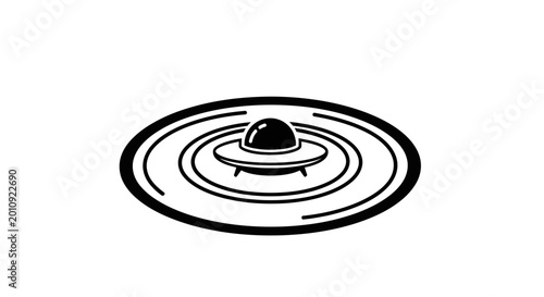Photos UFO landing, alien spacecraft hovering over circular ripples, science fiction co