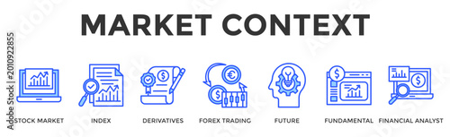Fotografi Market Context  Banner Web  Icon Set Collection Pack Vector Illustration Concept