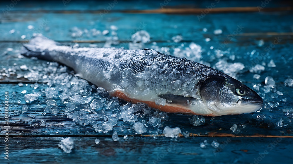 Fototapeta premium Fresh Whole Fish on Ice / 氷の上の新鮮な魚