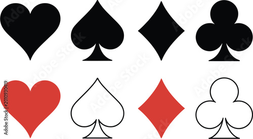 Card Game Suits Icon Pack – Classic Hearts, Spades, Diamonds & Clubs