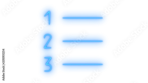 Quadro su tela Glowing neon numbered list icon isolated on transparent background