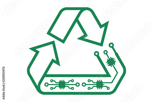Bild auf Leinwand Electronic waste recycling symbol with e waste electronics technology environmen