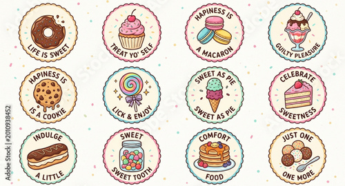 Set of sweet food stickers