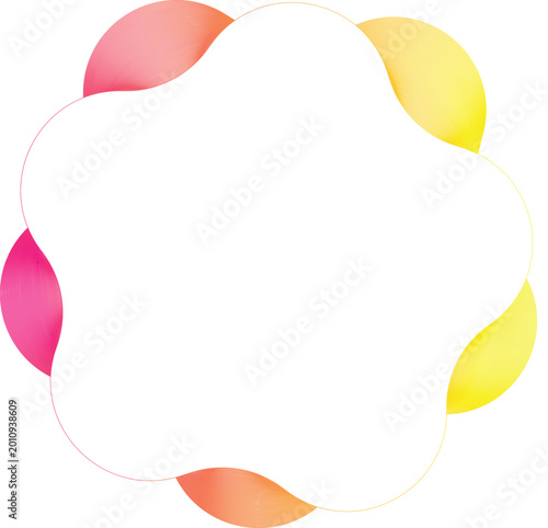 Vector illustration of a pink floral frame design featuring a colorful 