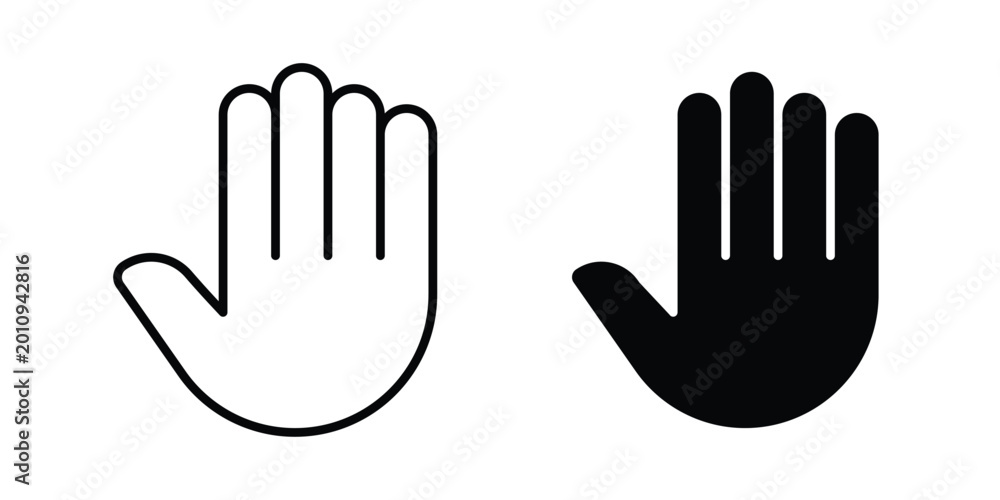 Obraz premium Hand icon vector glyph and thin stroke collection