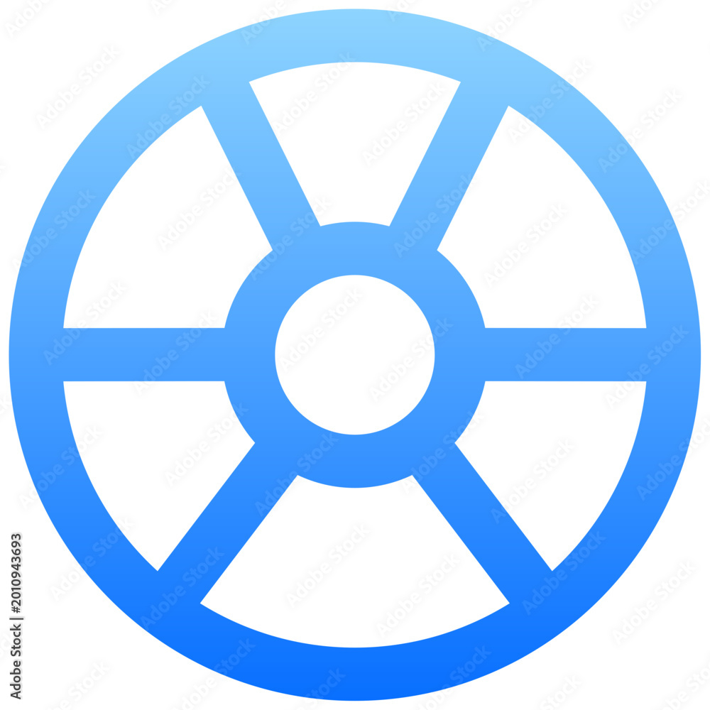 Naklejka premium Creative blue nuclear symbol icon with gradient stroke for energy power and science technology apps