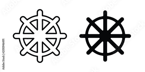 Φωτογραφία Dharmachakra icon vector glyph and thin stroke collection