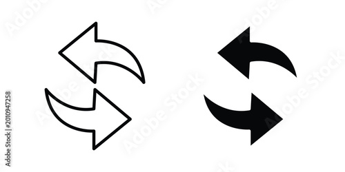 Exchange arrow icon vector glyph and thin stroke collection