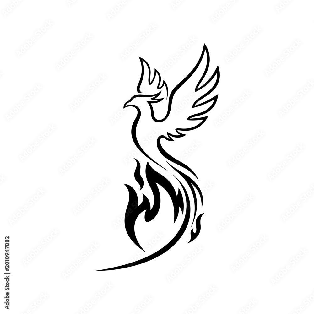 Fototapeta premium Phoenix Bird Rising From Flames Symbol