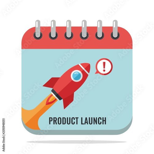 Product Launch Rocket Calendar Icon - Startup, New Project, Marketing Strategy