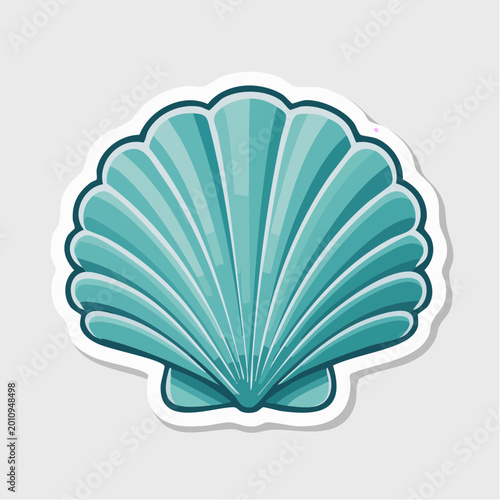 Stylized Illustration of a Teal Scallop Shell