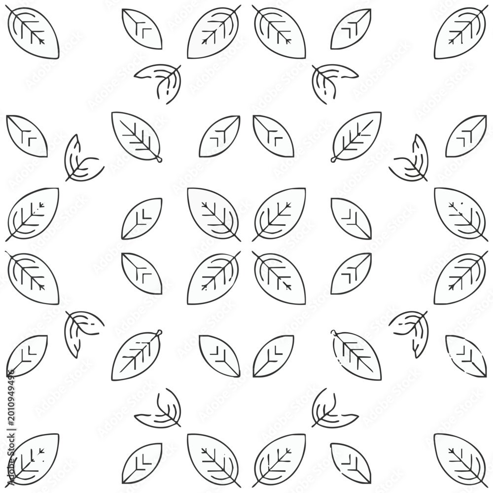 Fototapeta premium Black leaf icons, leafy patterns, botanical illustrations, line art designs, 30 leaf shapes