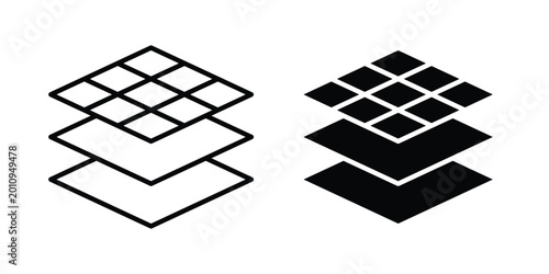 Land layers icon vector glyph and thin stroke collection