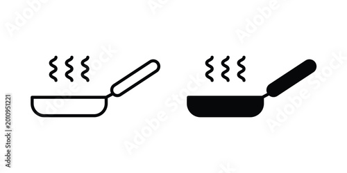 Foto Pan frying icon vector glyph and thin stroke collection