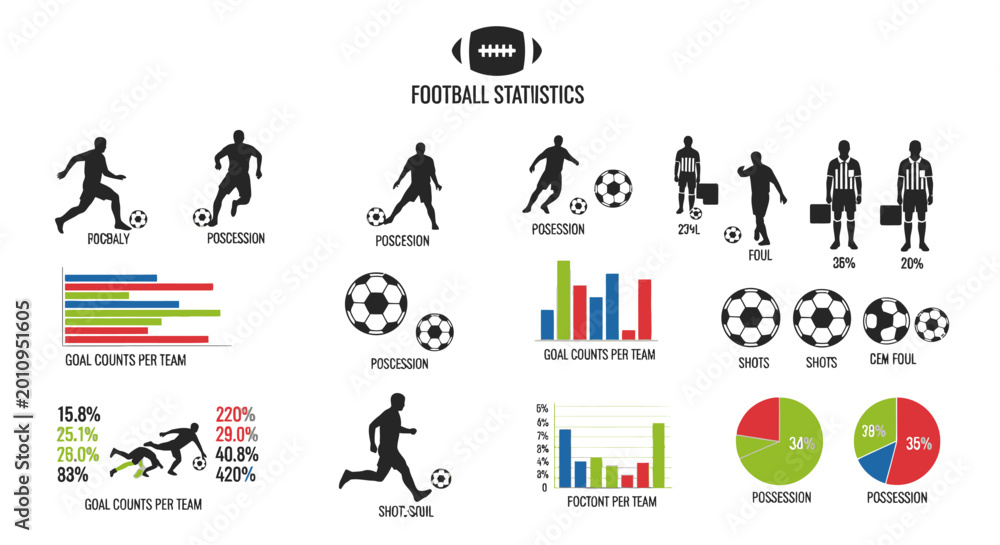 Obraz premium Football statistics infographic with charts.