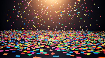 Vibrant and Dynamic Confetti Explosion on a Dark Background for Festive Party Celebrations
