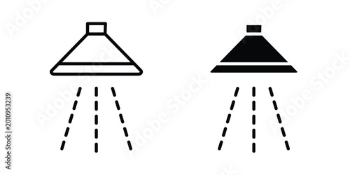 Photos Shower down icon vector glyph and thin stroke collection