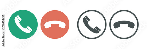 Tableau sur toile Phone call icon vector set with mobile handset symbol, answer and decline call b