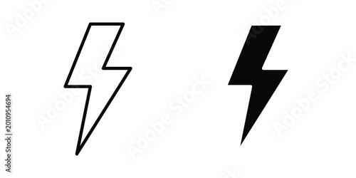 Fotografie thunderbolt icon vector glyph and thin stroke collection