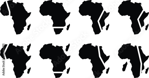 Photos Silhouette collection of Africa continent maps with tectonic rift patterns geolo