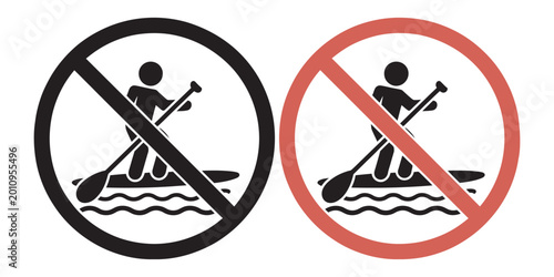 Bild auf Leinwand Paddleboarding prohibited and allowed symbols on water, safety and recreational