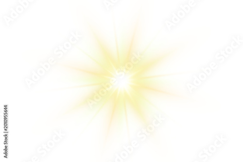 Tableau sur toile Bright yellow sun starburst with many sharp rays and soft glow effect