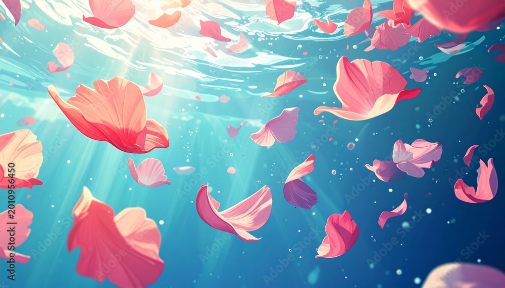 Fototapeta premium Colorful butterflies flying in pastel sky.