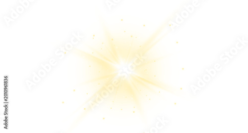 Canvastavla Bright golden starburst with glowing particles on alpha background