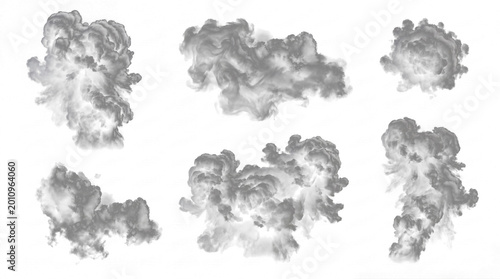 Fotografía Dynamic dark smoke and explosion cloud effects isolated on transparent background