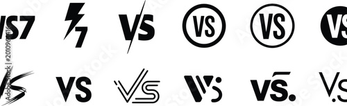 Konstfotografi Versus, VS logo icon set with competitive face-off symbols for gaming sports and comparison branding, modern vector illustration collection