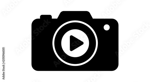 A black icon of a camera with a play button on the screen is displayed.