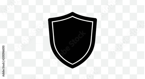 A solid black shield icon represents gaming defense on a transparent background.
