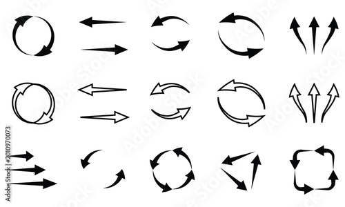 Arrow Icons Set, Circular, Curved and Directional Arrow Vector Collection