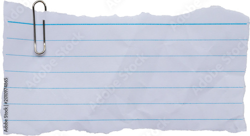 Schilderij op canvas Note paper with clip isolated on white background