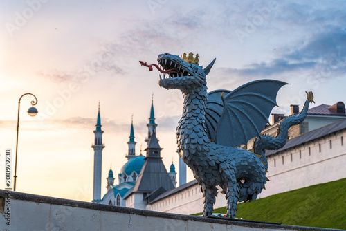 Photos Dragon Zilant - the symbol of the city of Kazan and the Kul Sharif mosque of the Kazan Kremlin