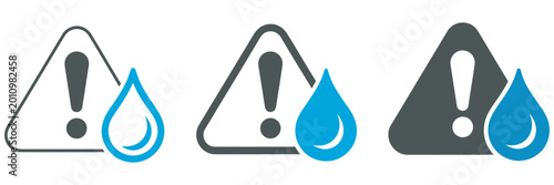 Photos Water safety warning icon concept with hazard and alert signs, polluted water and flood risk symbols, environmental danger notification, modern clean flat vector illustration design