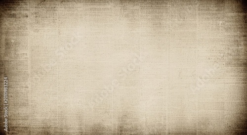 Faded antique newsprint paper with grungy weathered texture and dark vignettes Wallpaper Background image